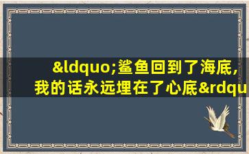 “鲨鱼回到了海底,我的话永远埋在了心底”是什么意思