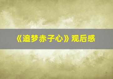 《追梦赤子心》观后感