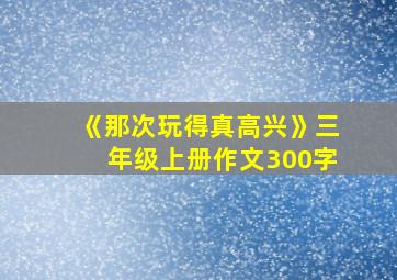 《那次玩得真高兴》三年级上册作文300字