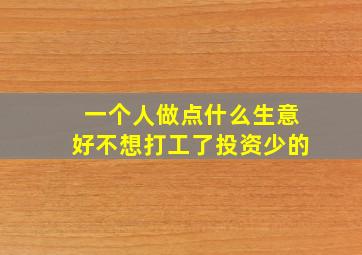 一个人做点什么生意好不想打工了投资少的