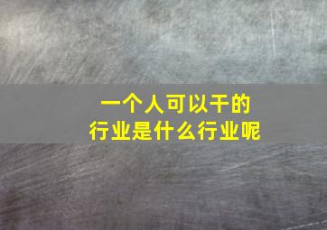 一个人可以干的行业是什么行业呢