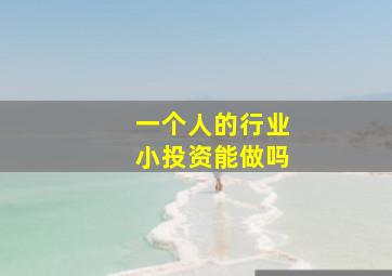 一个人的行业小投资能做吗