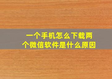 一个手机怎么下载两个微信软件是什么原因