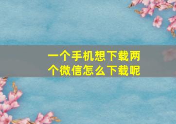 一个手机想下载两个微信怎么下载呢