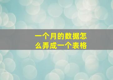 一个月的数据怎么弄成一个表格