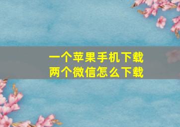 一个苹果手机下载两个微信怎么下载