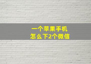 一个苹果手机怎么下2个微信