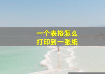 一个表格怎么打印到一张纸