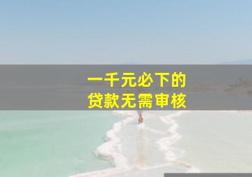 一千元必下的贷款无需审核