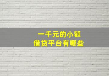 一千元的小额借贷平台有哪些