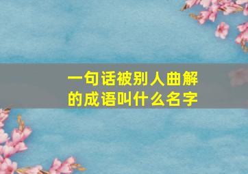 一句话被别人曲解的成语叫什么名字