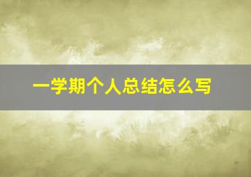 一学期个人总结怎么写