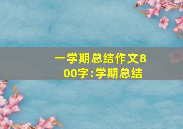 一学期总结作文800字:学期总结