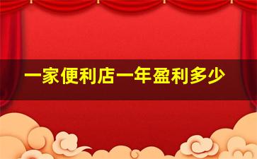 一家便利店一年盈利多少