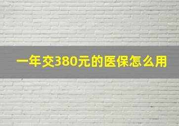 一年交380元的医保怎么用