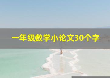 一年级数学小论文30个字