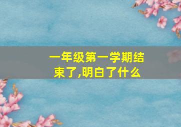 一年级第一学期结束了,明白了什么