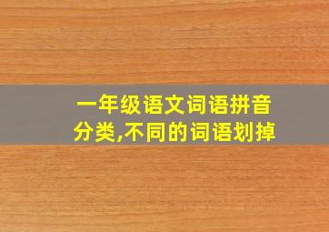 一年级语文词语拼音分类,不同的词语划掉