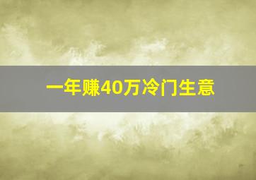 一年赚40万冷门生意