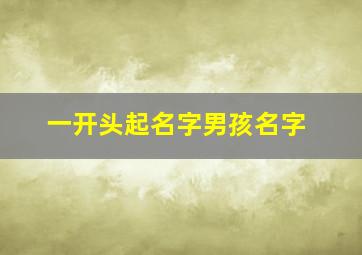 一开头起名字男孩名字