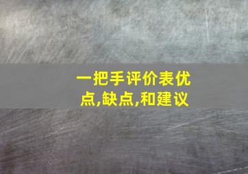 一把手评价表优点,缺点,和建议