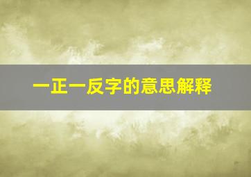 一正一反字的意思解释