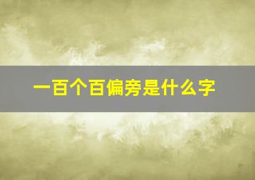 一百个百偏旁是什么字