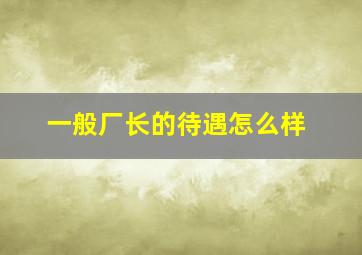 一般厂长的待遇怎么样