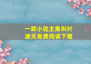 一部小说主角叫叶凌天免费阅读下载