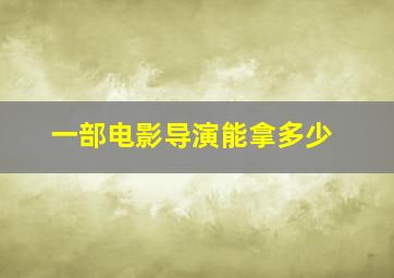 一部电影导演能拿多少