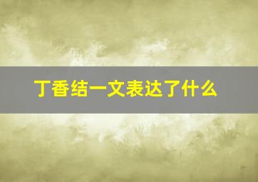 丁香结一文表达了什么