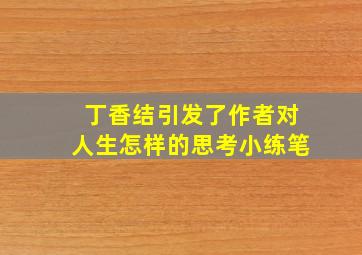 丁香结引发了作者对人生怎样的思考小练笔