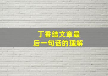 丁香结文章最后一句话的理解