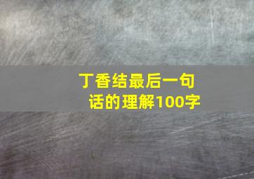 丁香结最后一句话的理解100字