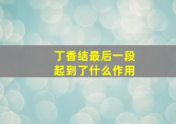 丁香结最后一段起到了什么作用