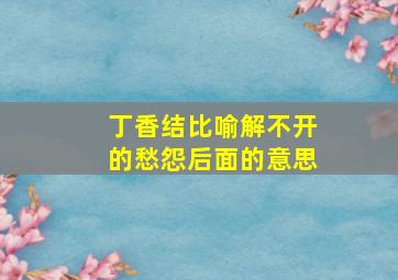 丁香结比喻解不开的愁怨后面的意思