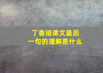 丁香结课文最后一句的理解是什么