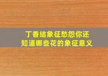 丁香结象征愁怨你还知道哪些花的象征意义