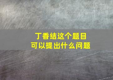 丁香结这个题目可以提出什么问题