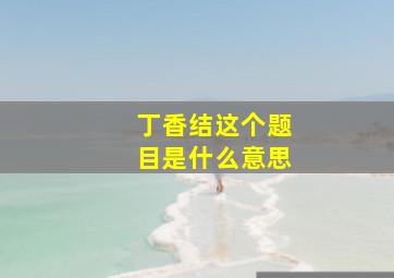 丁香结这个题目是什么意思