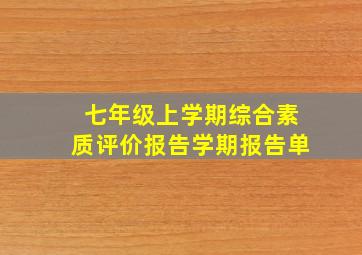 七年级上学期综合素质评价报告学期报告单