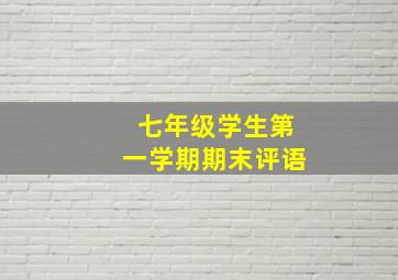 七年级学生第一学期期末评语