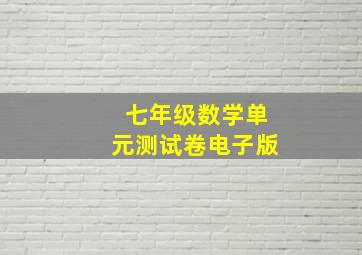 七年级数学单元测试卷电子版