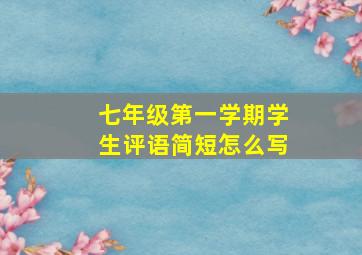 七年级第一学期学生评语简短怎么写