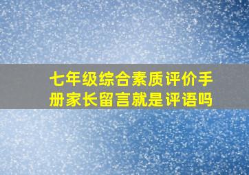 七年级综合素质评价手册家长留言就是评语吗