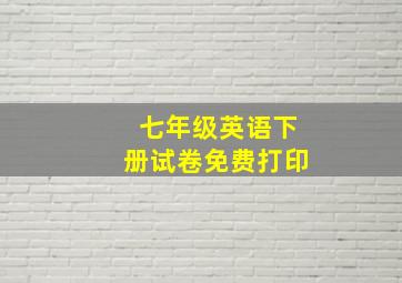 七年级英语下册试卷免费打印