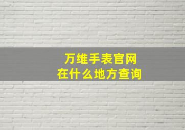 万维手表官网在什么地方查询