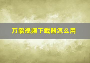 万能视频下载器怎么用