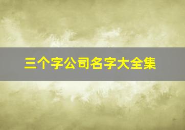 三个字公司名字大全集