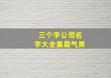 三个字公司名字大全集霸气男